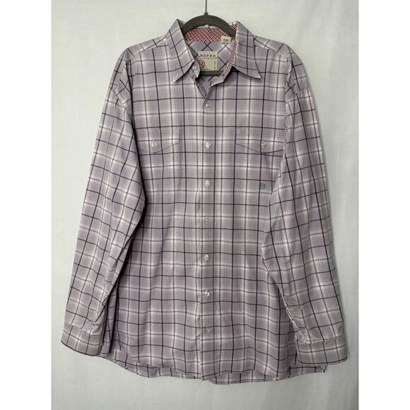 Roper Mens Western Shirt Button Down Plaid Light Purple Cowboy Ranch XL - Picture 1 of 6